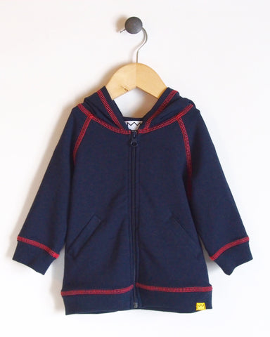 Hoodie in Navy/Coral